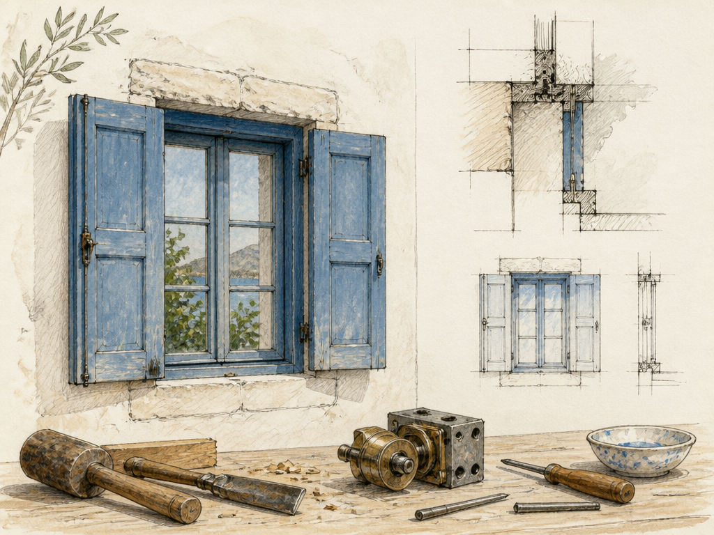 Window repair and tools sketch